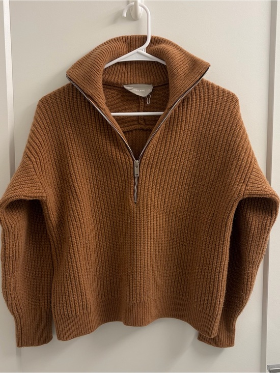 Everlane Sweaters - Everlane Zip-Neck Ribbed Sweater in Chestnut